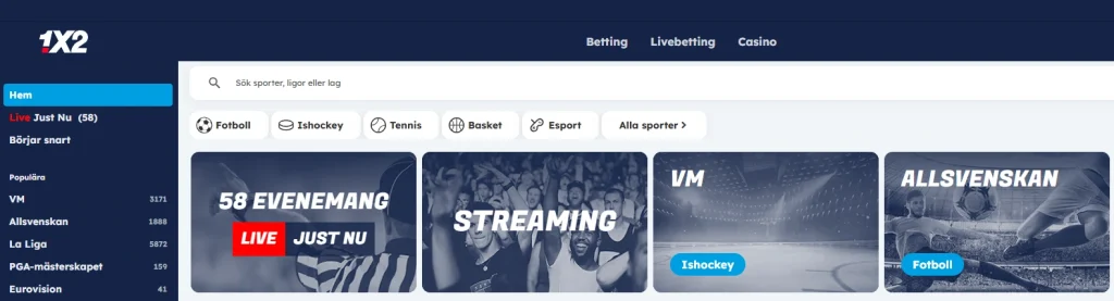 1x2 Betting bonus och casino