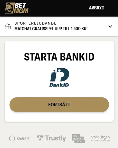 BetMGM BankID inloggning