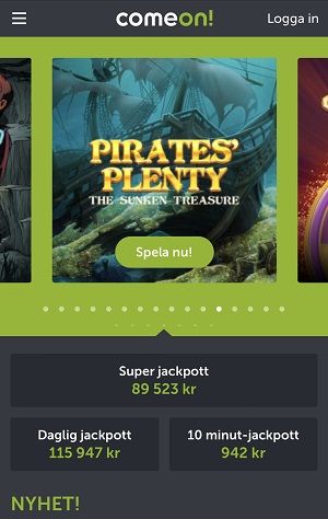 ComeOn mobil Jackpott