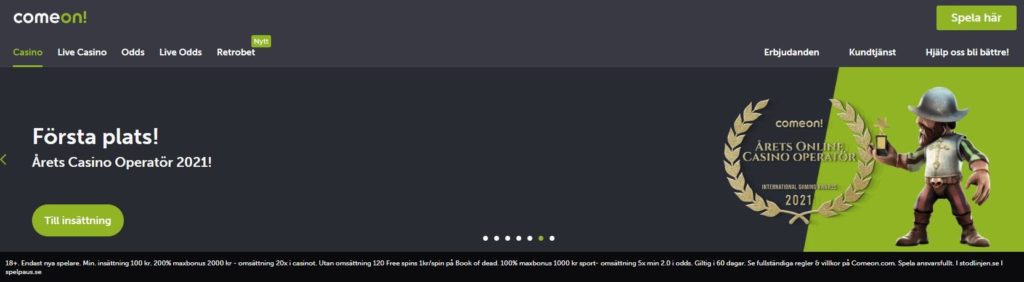 ComeOn Casino Bonus