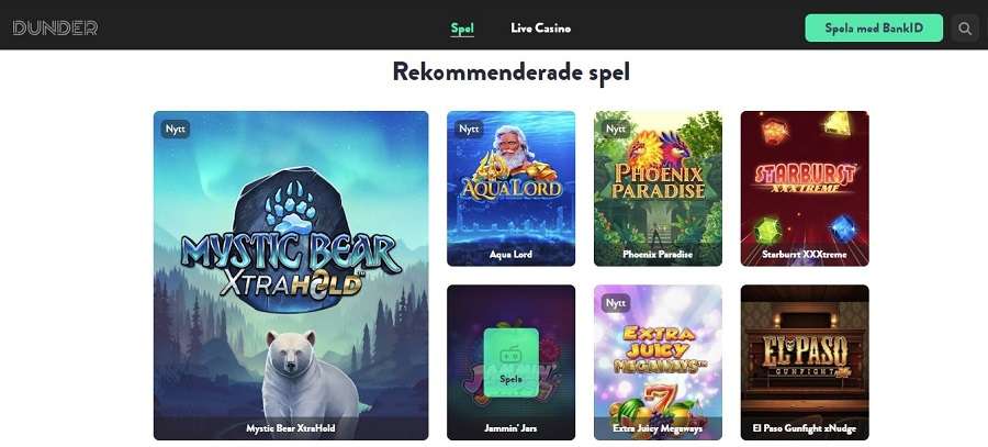 Dunder Casino Spelutbud