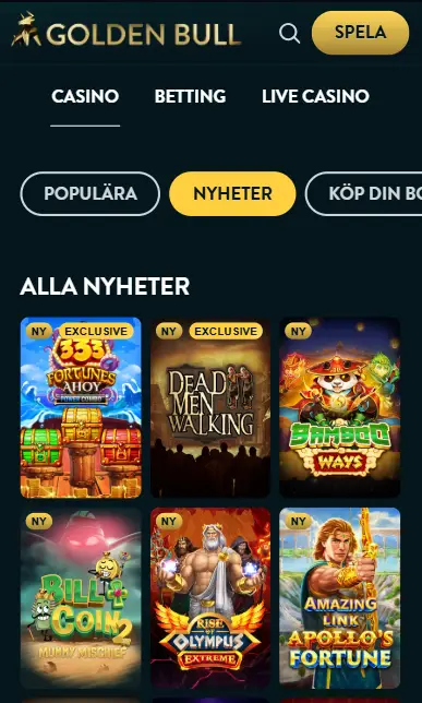 Golden Bull casino med BankID