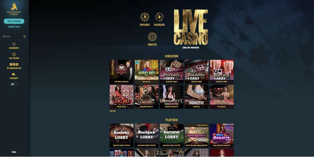 No Account Casino Livecasino
