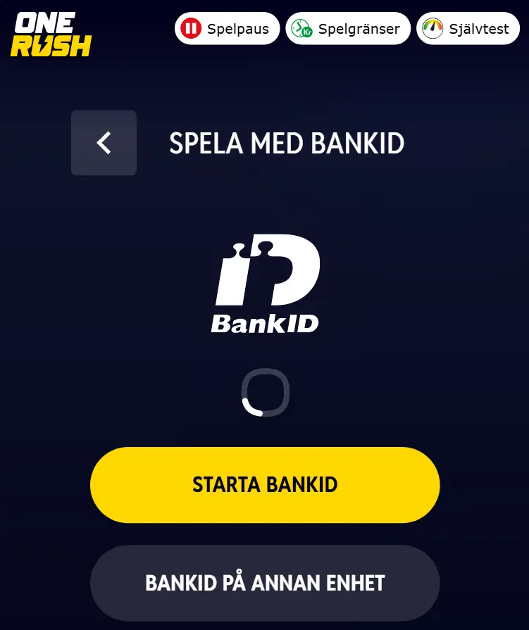 OneRush registrering med BankID