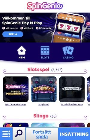 SpinGenie Casino spelutbud