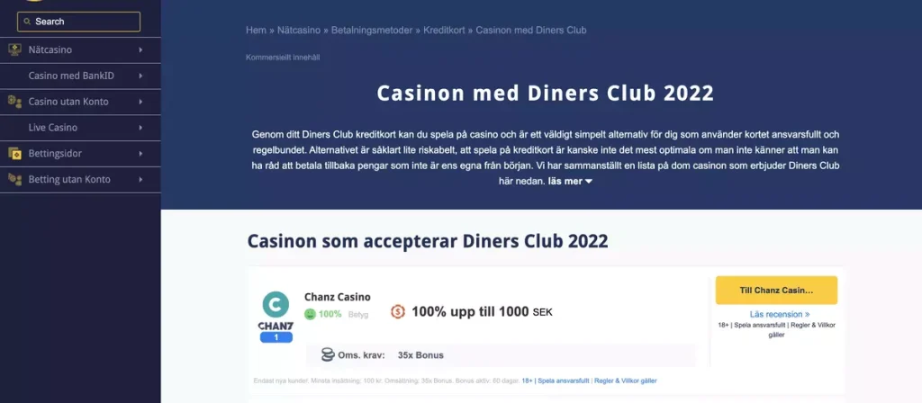 diners club casinon