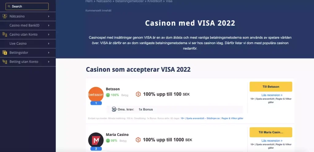 visa casinon