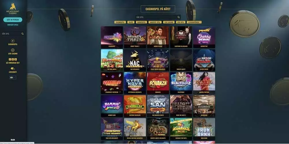 no account casino spelutbud