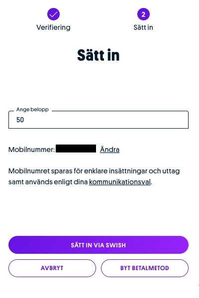 gör en insättning med ditt bankid