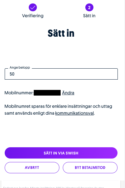 gör en insättning på casino