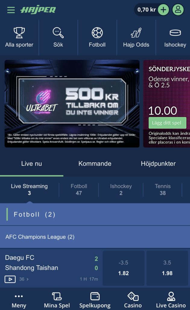 hajper betting utan registrering