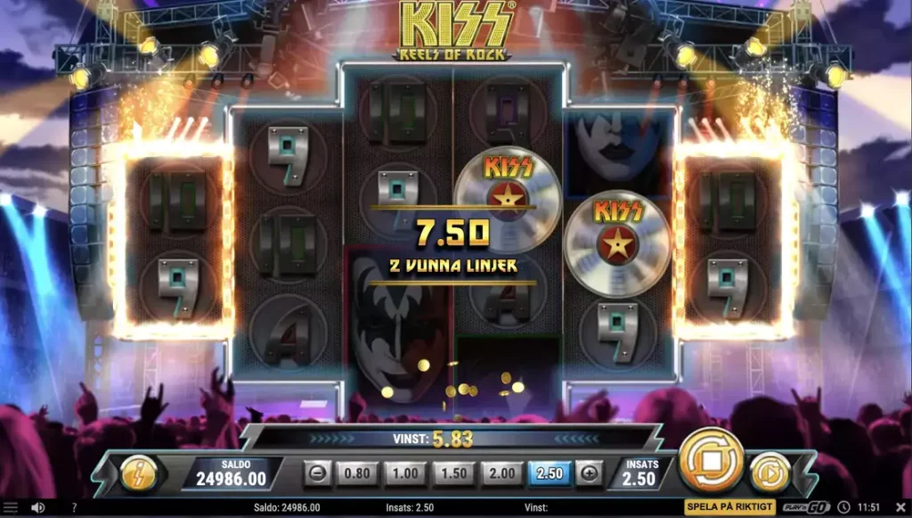 kiss reels of rock spelautomat