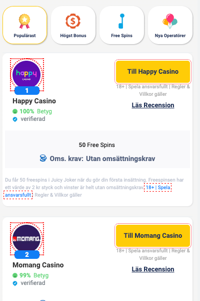 lista med casino utan konto