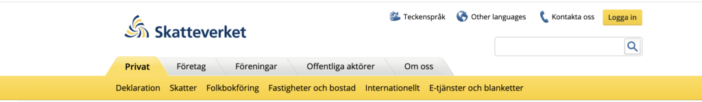 skatteverkets hemsida design