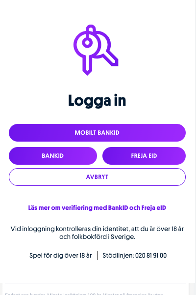 verifiera ditt konto med bankid eller freja eid