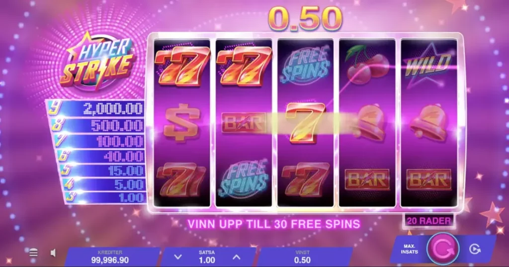 hyper strike free spins