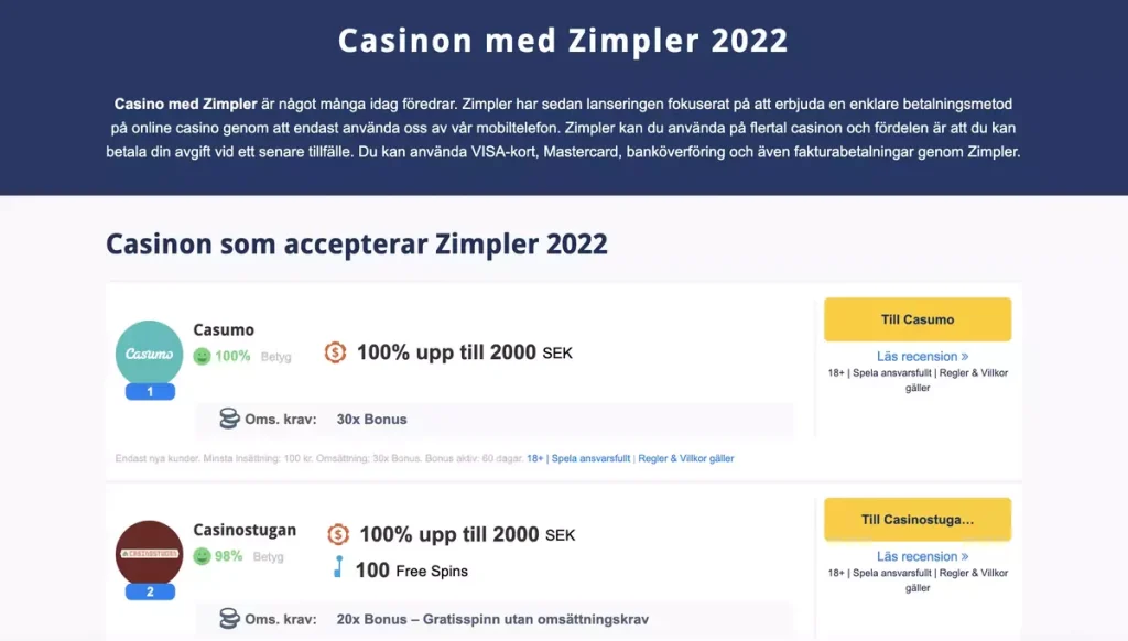 casino med zimpler